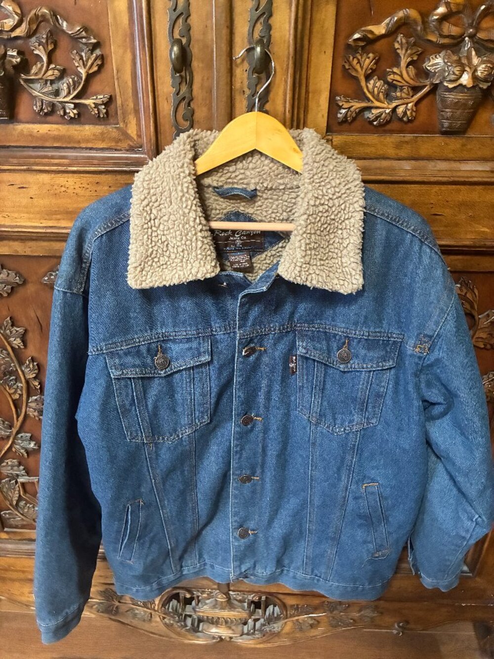 ROCK CANYON US Men’s L Blue Trucker Denim Jeans Jacket Sherpa Lined Insulated.